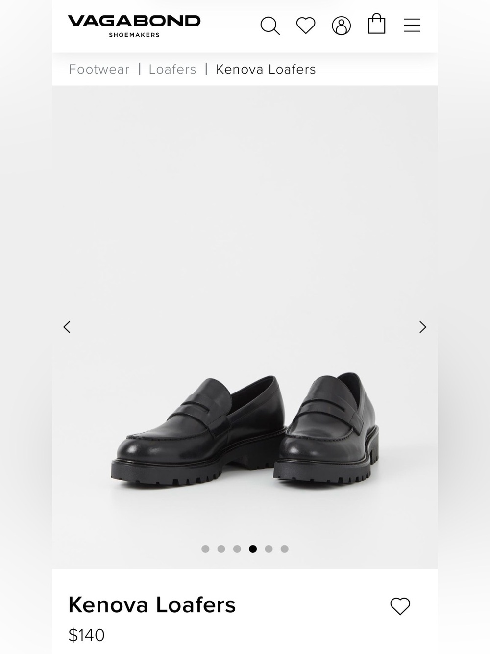 Vagabond Kenova Black Leather Penny Loafers
